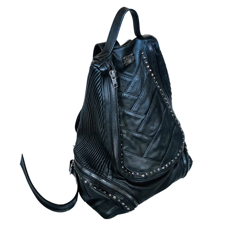 STRATUM BACKPACK Unisex, Leather backpack, black leather, urban bag, streetwear, accessories, image 4