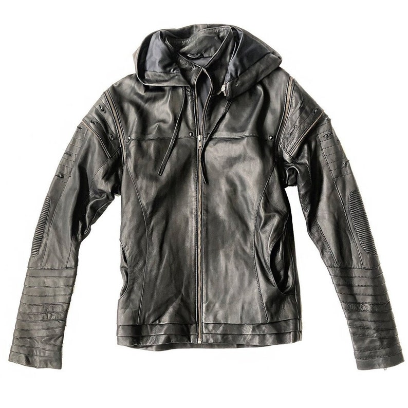 SHREDDED JACKET A Classic Menswear Leather Jacket With An Apocalyptic Twist, Black, Streetwear, Burnerwear, Festival Fashion image 1