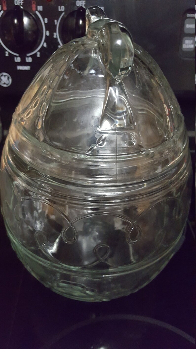 Clear Glass Cookie Jar With A Design Etsy UK