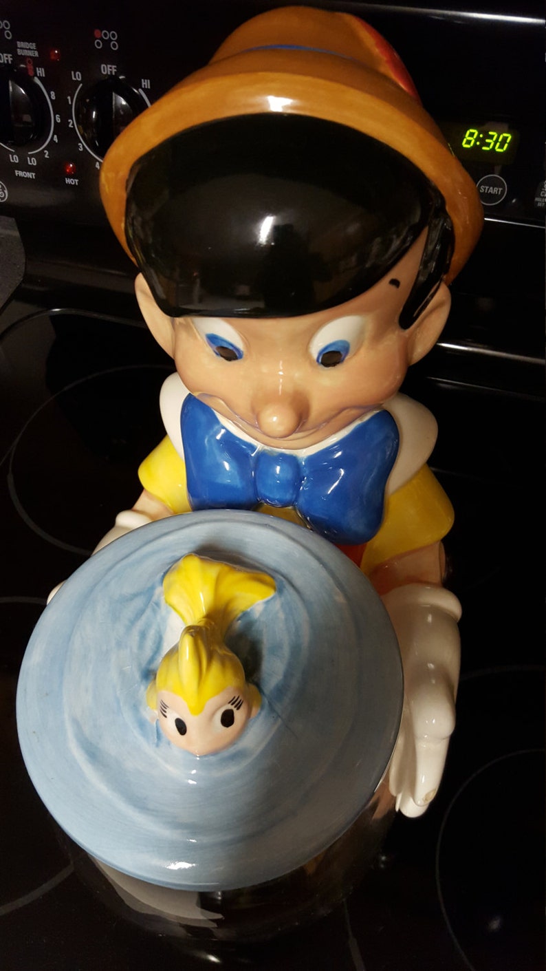 Older Pinocchio Holding His Fish Bowl Cookie Jar Etsy