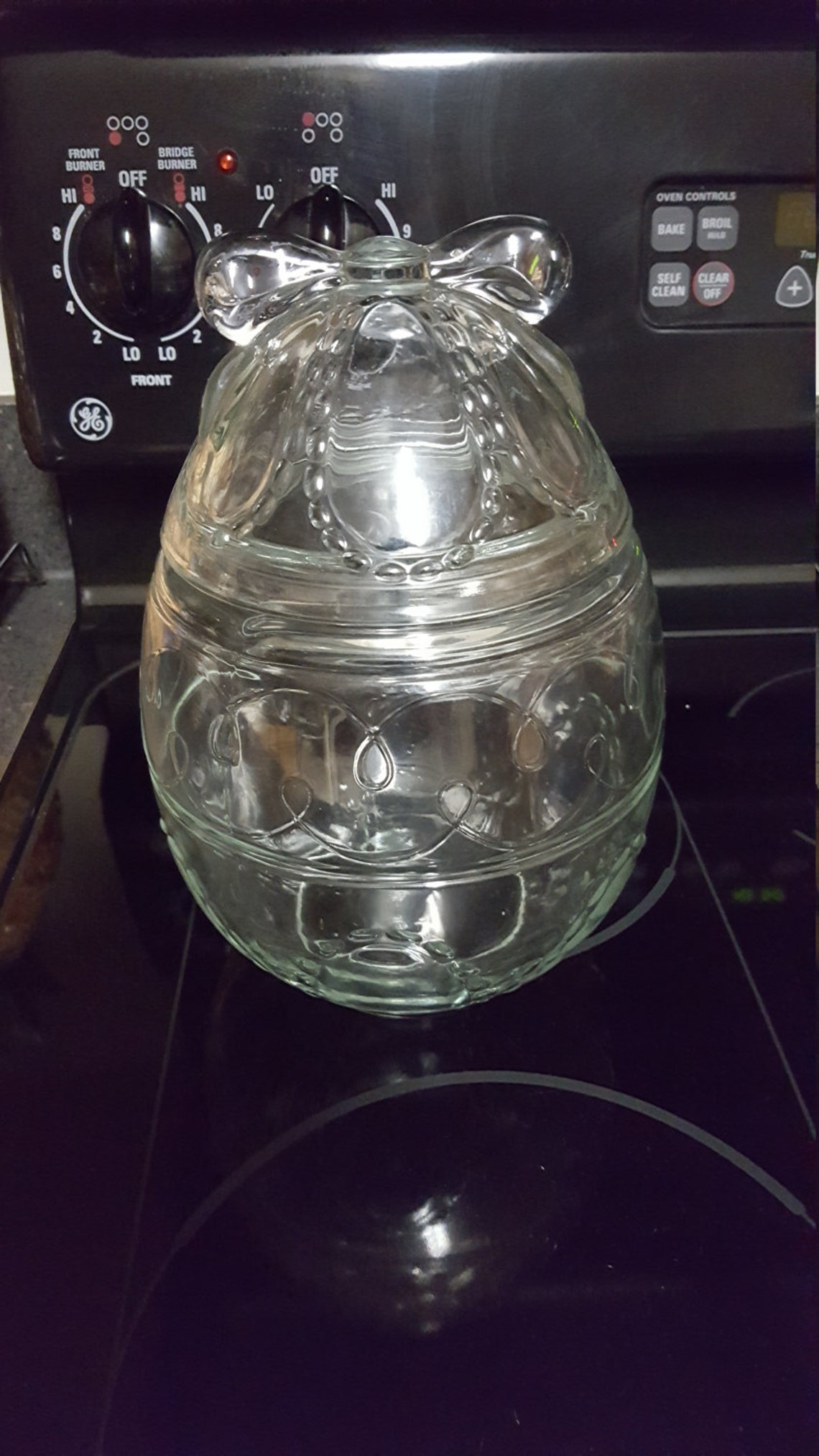 Clear Glass Cookie Jar With A Design Etsy UK