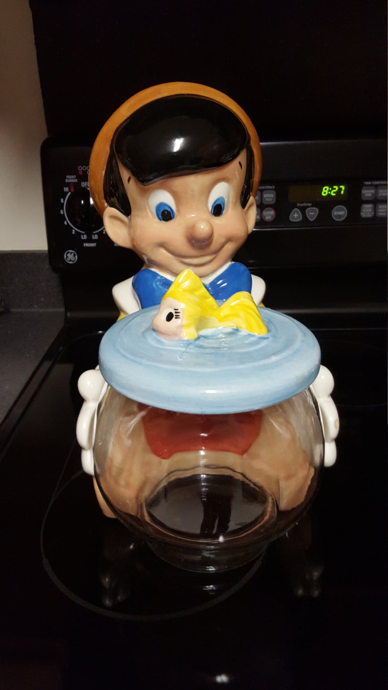 Older Pinocchio Holding His Fish Bowl Cookie Jar Etsy