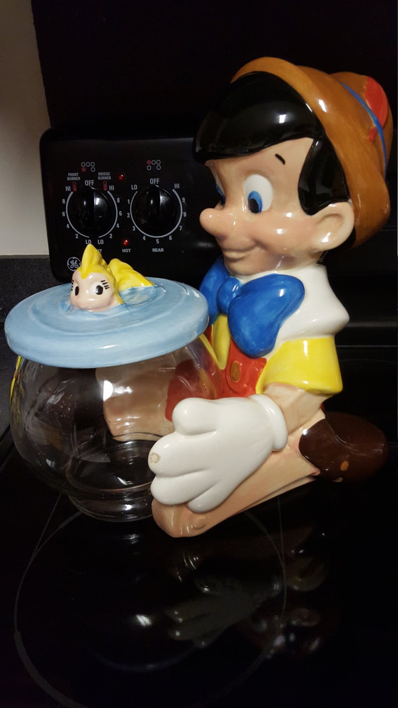 Older Pinocchio Holding His Fish Bowl Cookie Jar Etsy