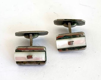 50s small mother of pearl vintage cufflinks cufflinks metal - Cufflinks for Man Woman UNISEX cuff small button blouse