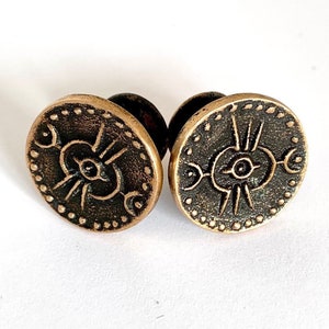 1950s Arts and Crafts Vintage Cufflinks Cufflinks Brass Manchette, Metal Jewelry for Him, Unusual Jewelry Man image 1