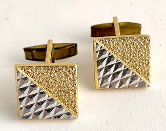 Real 1960s vintage cufflinks cufflinks gold-silver cufflinks, color gold silver, gold cufflinks, cuff for him