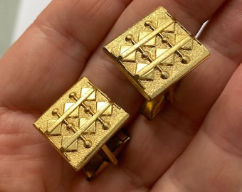 Square old vintage cufflinks cufflinks gold color cufflinks 60s, cufflinks gold color gift for him