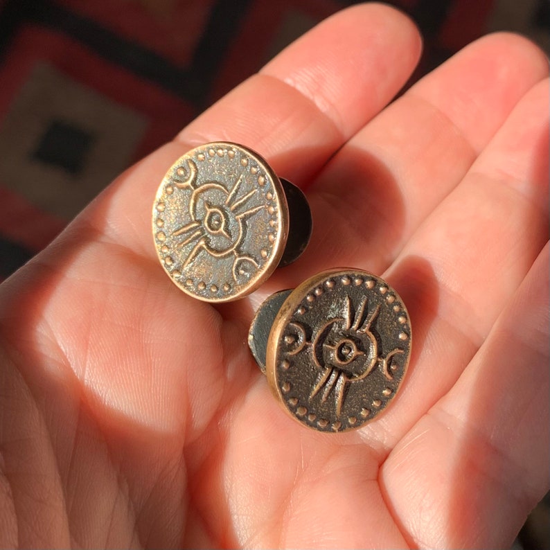 1950s Arts and Crafts Vintage Cufflinks Cufflinks Brass Manchette, Metal Jewelry for Him, Unusual Jewelry Man image 4