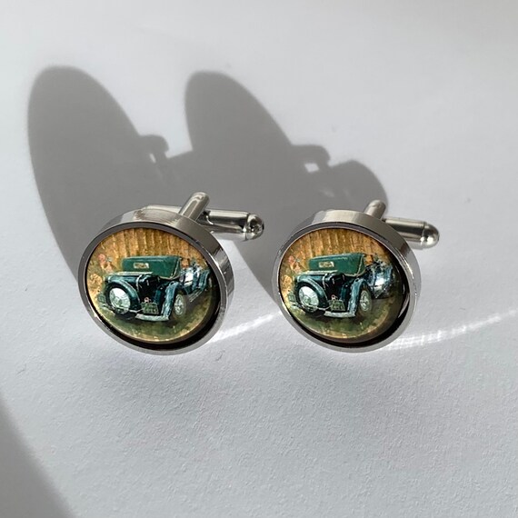 Retro Car Cufflinks Manchettenknöpfe 916 Steel Cu… - image 4