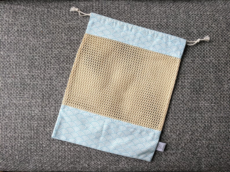 Sky Blue Wave Ryaiha Pattern Vegetable fillet for your bulk shopping 100/% Organic Cotton and Oeko-Tex Zero Waste Green Rack Gift