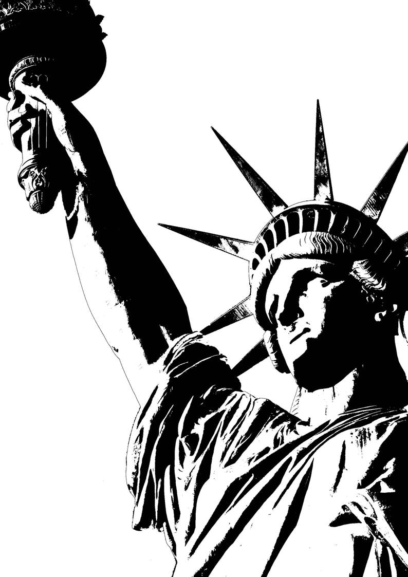 Statue Of Liberty Silhouette Printable A4 Artwork Etsy