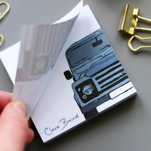 STICKY NOTEPADS | Land Rover Defender | sticky Labels | Classic Car Enthusiast | Stocking fillers | Office Organiser Study | Mans gift