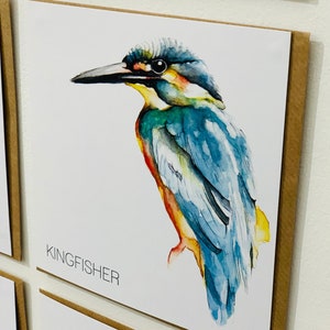 KARTA | Luksusowa kartka z pozdrowieniami Kingfisher | Ilustracja akwarelowa autorstwa artystki Clare Baird | Brytyjskie karty z dziką przyrodą | Uwielbiam Kingfishers
