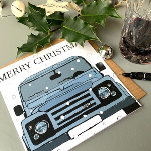 KERSTKAART Land Rover Defender Wenskaart | Defender | Classic Gun Metal Grijs | Autoliefhebbers | 4x4 auto's | Love LandRovers |