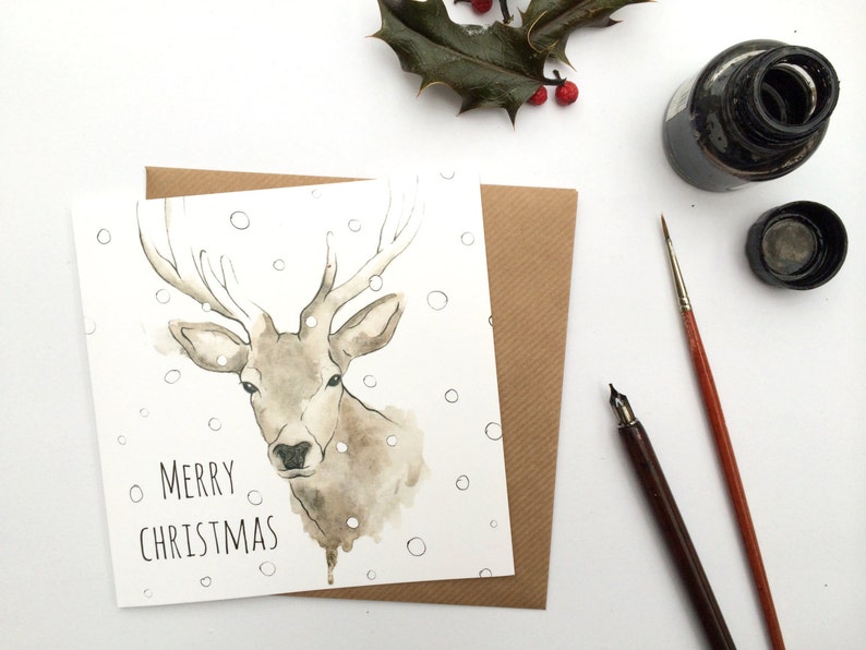 CHRISTMAS CARD Highland Stag Scottish Christmas Card Deer Christmas Greetings Card image 1