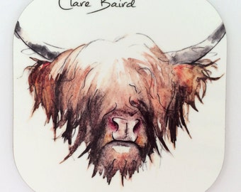 COASTER | Highland Cow Coasters - Home and Gift - Tableware - Table Mats - Cow Coaster - Wooden Coaster  - Highland Cow
