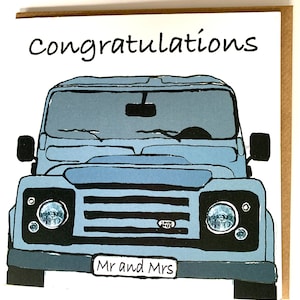 CARTÃO DE CASAMENTO Parabéns | Land Rover | Senhor e Senhora | Estacionário de casamento |