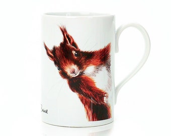 Red Squirrel Porcelain Mug - Wildlife Mug - Animal Mug - Woodland Squirrel Mug - Home Decor - House warming Gift