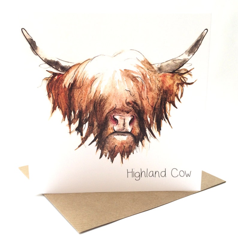 CARD Highland Cow Greetings and Highland Cow Sticky Notes Etsy UK