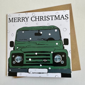 WEIHNACHTSKARTE | LandRover Defender Weihnachtsgrußkarte in klassischem Tonga-Grün