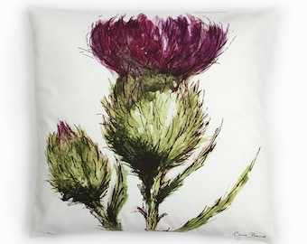 CUSHION Scottish Thistle | Filler Included - Reversible - Wild Flower Cushion - Gift - Home Decor - Home Furnishings - Flower of Scotland