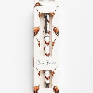 Highland Cow-pen | Schotse pennen | Luxe pen | Schrijfcadeau | Ideeën voor briefpapier | Zwarte gelinkt |