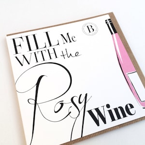 CARD / Robert Burns.. Lléname con el Vino Rosado... Cita de Robert Burns / Tarjeta de cumpleaños / Amistad femenina / Cumpleaños / Amantes del vino