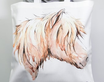 TOTE BAG Shetland Pony / Cotton Canvas / Divertido, ecológico y práctico / Fashion Bag / Protect Wildlife / Love Shetland Ponys / Scotland /