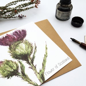 CARTE ÉCOSSAIS | Chardon | fleur d'Ecosse - carte de voeux | Cadeau cartes écossaises