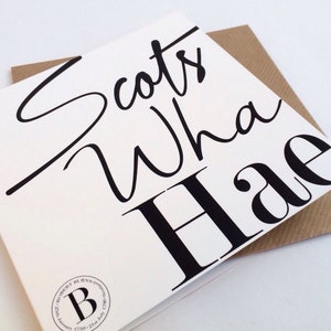 SCOTTISH CARD / Scots Wha Hae Greetings Card / Poema patriótico de Escocia de Robert Burns / Scottish Card / Burns Night / Regalo escocés /
