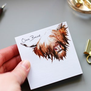 NOTE ADESIVE X 2 / Idee per riempire le calze / Mucca delle Highlands / Mucca delle Highlands / Regali scozzesi / 100 fogli / Regalo organizzativo / Blocchi promemoria /
