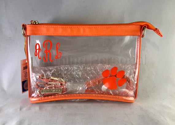 Clemson University Licensed Stadium Bag Monogrammed Clear Stadium Bag Monogrammed Purse College Football Bag Stadium Purse Clutch