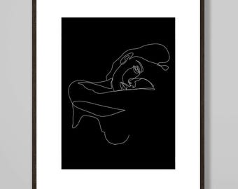 Fine Line Abstract Print, Minimalist Line Art Poster, Modern Neutral Wall Decor, Scandinavian Boho Art, Printable Download