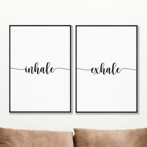 Inhale Exhale Printable Wall Art – Minimalist Breath Reminder – Digital Yoga Poster Download