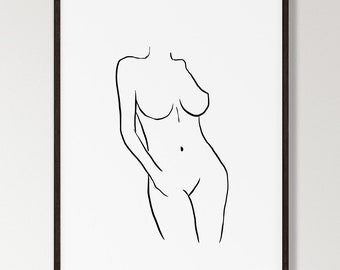 Printable Woman’s Silhouette Abstract Wall Art Print | Digital Download Feminist Abstract Fine Line Art Decor | Female Decoration Gift Ideas