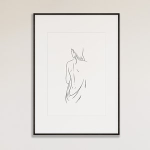 Woman's Body Fine Line Print, Abstract Art, Line Drawing, Scandinavian Wall Art, Minimalist Printable Art, Female Shape, Digital Download