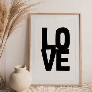 LOVE Printable Wall Art – Minimalist Typography Quote Print – Digital Download for Modern Home Decor - Valentines Gift