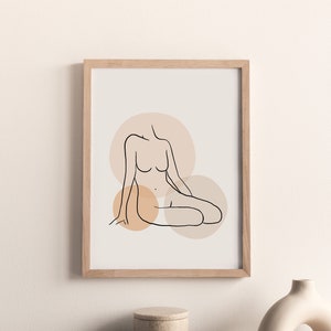 Printable Woman’s Silhouette Abstract Wall Art Print | Digital Download Feminist Abstract Fine Line Art Decor | Female Decoration Gift Ideas