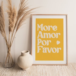 More Amor Por Favor Poster – Druckbare Liebesbotschaft als Digitaler Download – Buntes Wandbild im Typografie-Stil