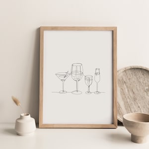 Cocktail Glasses Printable Wall Art, Drinks Print, Bar Cart Art, Bar Prints, Bar Wall Art, Cocktail Art, Lounge Decor, Restaurant Wall Deco