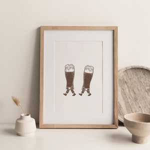 Walking Beer Glasses Printable Wall Art, Beer Art, Bar Cart Prints, Bar Art, Kitchen Art, Kitchen Print, Bar Decor, Printable Wall Art