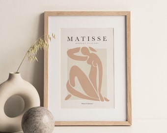 Art mural imprimable abstrait Henri Matisse, art femme Henri Matisse pêche, téléchargement numérique, impression d'art minimaliste pêche, art moderne abstrait