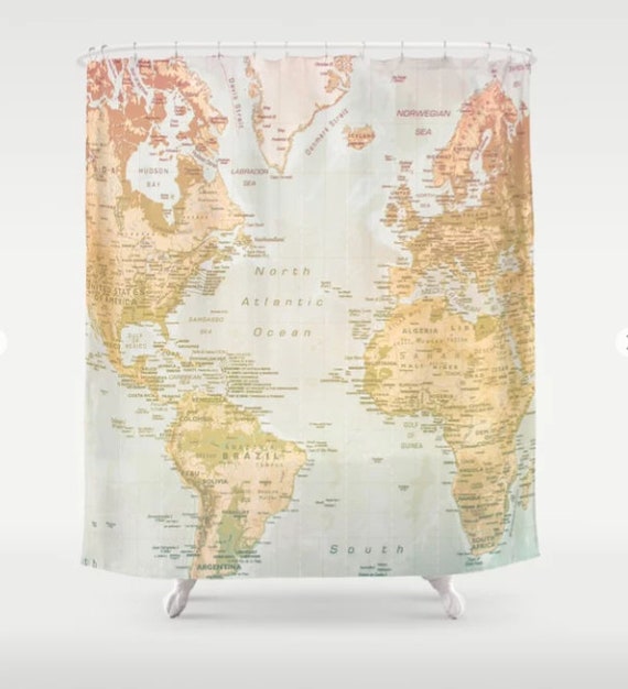 target map shower curtain