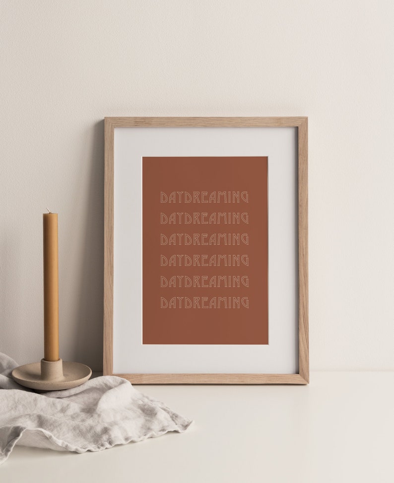 Daydreaming Minimalist Wall Art Prints Boho Home Decor Terracotta Printable Poster Digital Download Art Retro Style Typography Wall Decor image 4