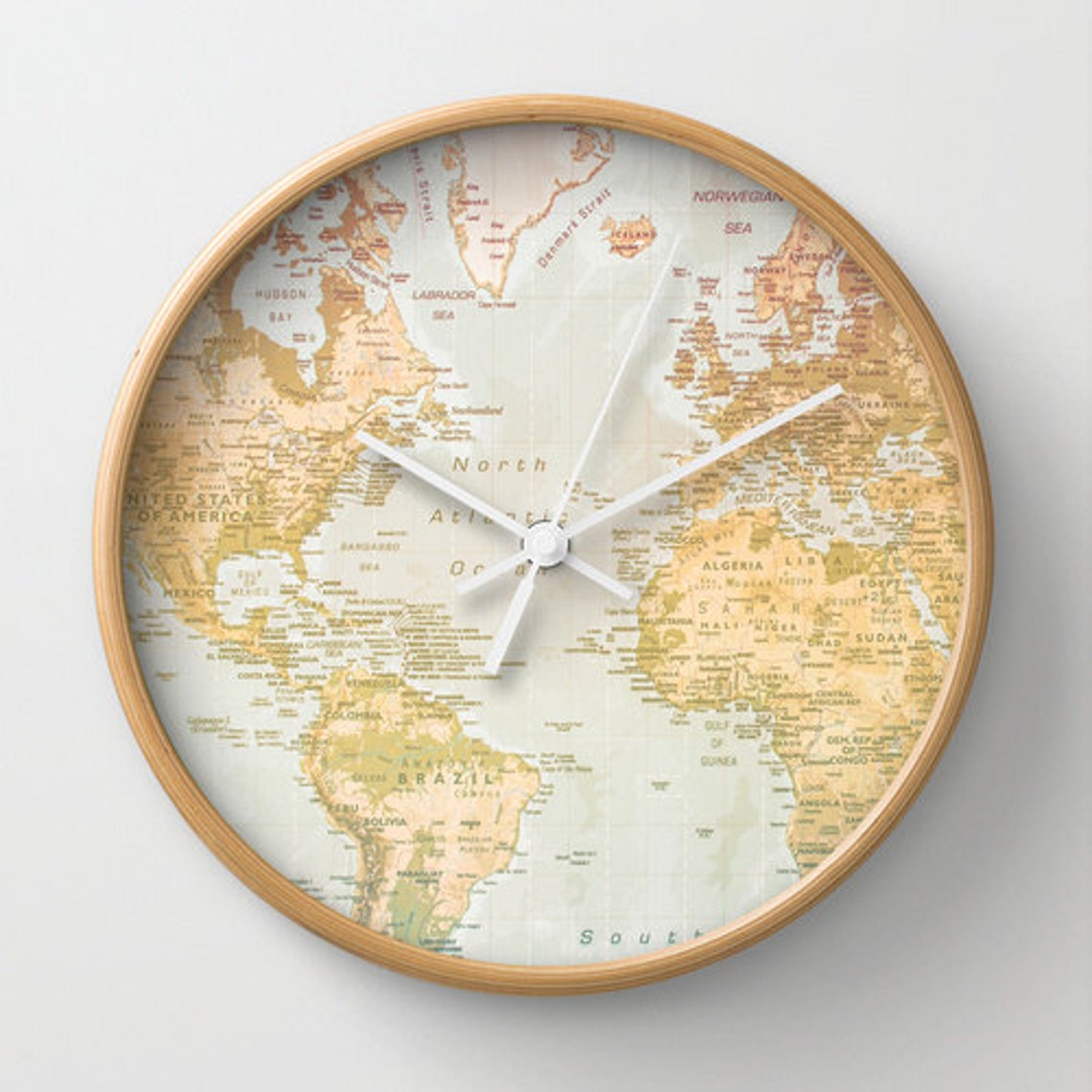 World Map Wall Clock Pastel Clock Map World artwork Pastel Etsy