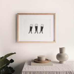 Modern Beer Wall Decor – Digital Print for Home Bar, Walking Beer Glasses Printable Wall Art – Funny Beer Kitchen Bar Decor