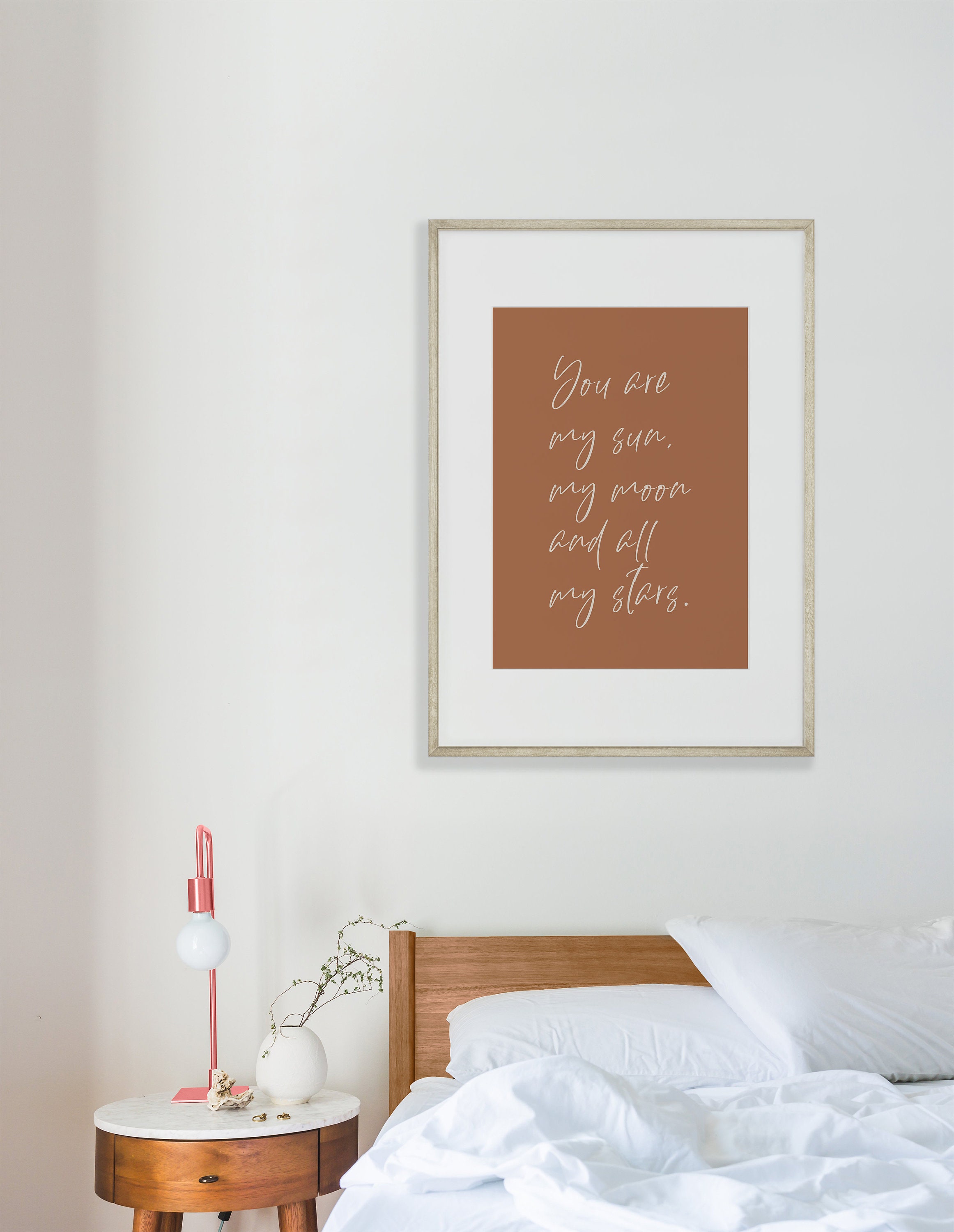 You Are My Sun Moon and Stars Print – Romantic Quote Poster – Digital Wall Art