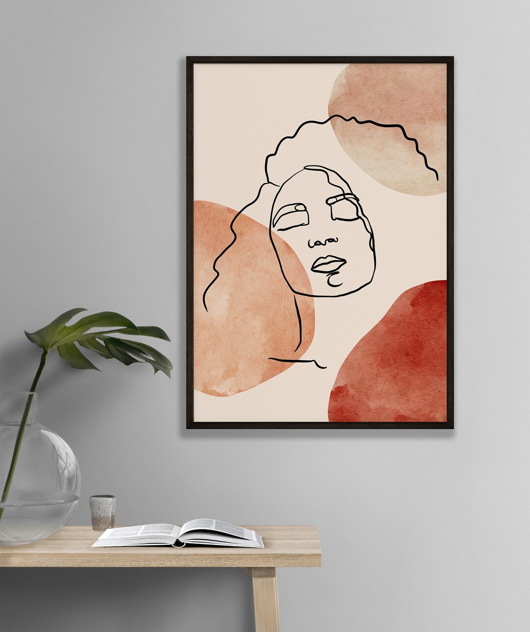 Black Woman Fine Line Abstract Printable Wall Art, Colourful Africa ...