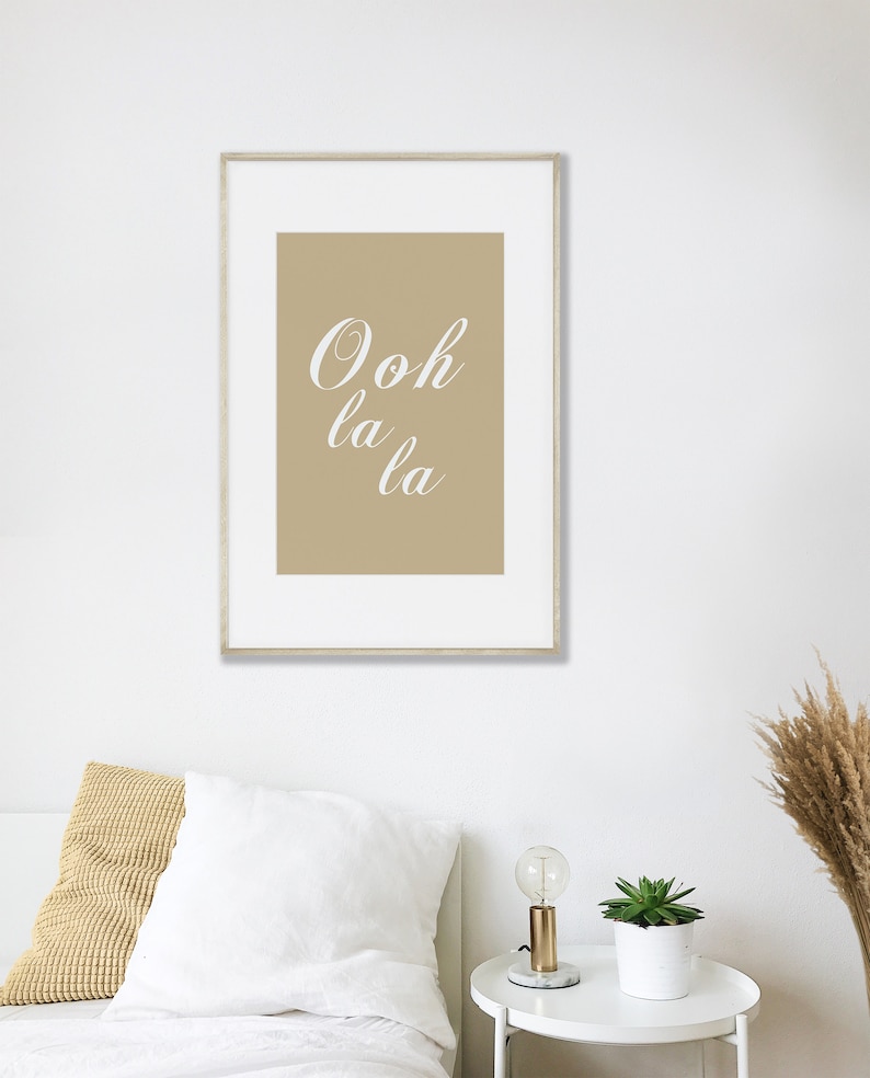 Oh la la text on beige background printable wall art, Beige Elegance Design, Fashionable Home Deco, Beige Elegance Design, French art touch image 3