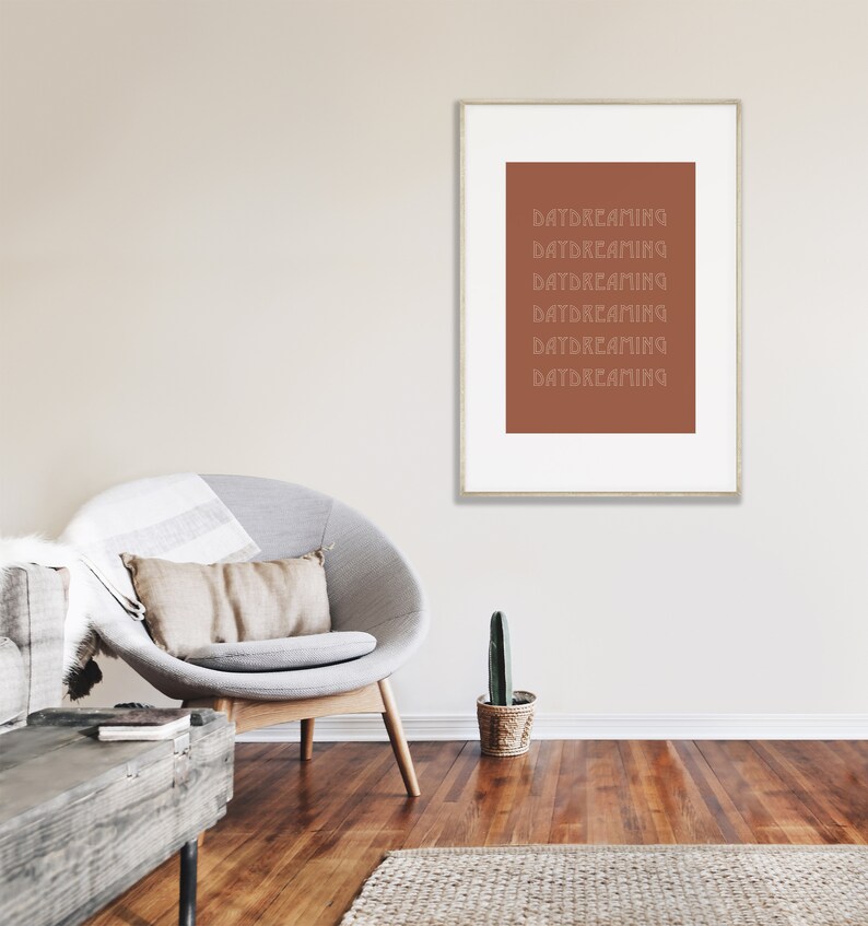 Daydreaming Minimalist Wall Art Prints Boho Home Decor Terracotta Printable Poster Digital Download Art Retro Style Typography Wall Decor image 5